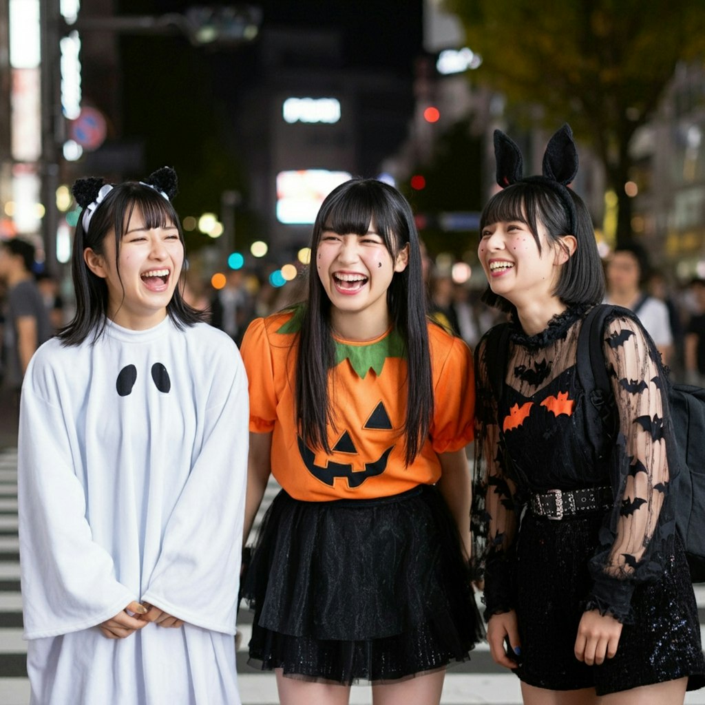 黒髪ハロウィンで比較