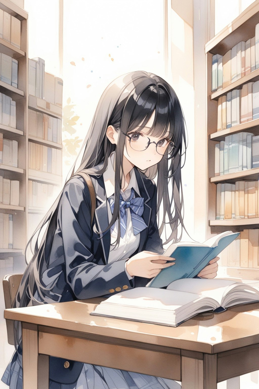 図書館で読書