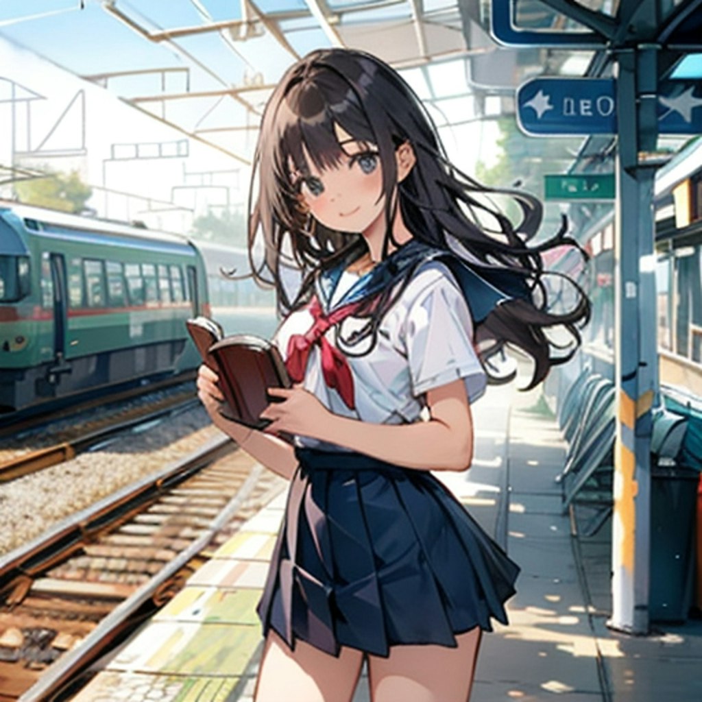 電車を待つ少女