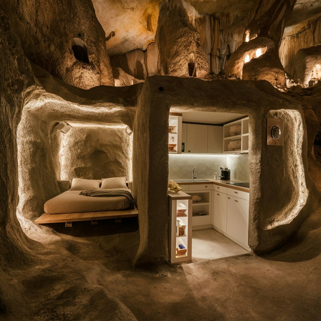 洞窟の内部の居住空間