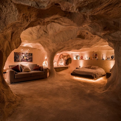 洞窟の内部の居住空間