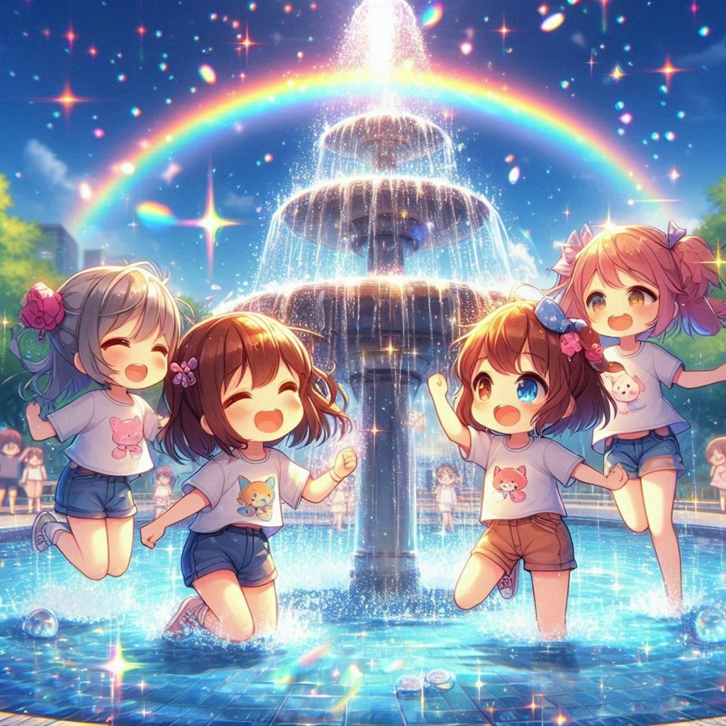 きらきら噴水遊び