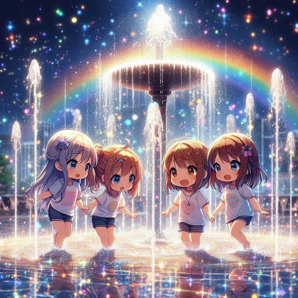 きらきら噴水遊び