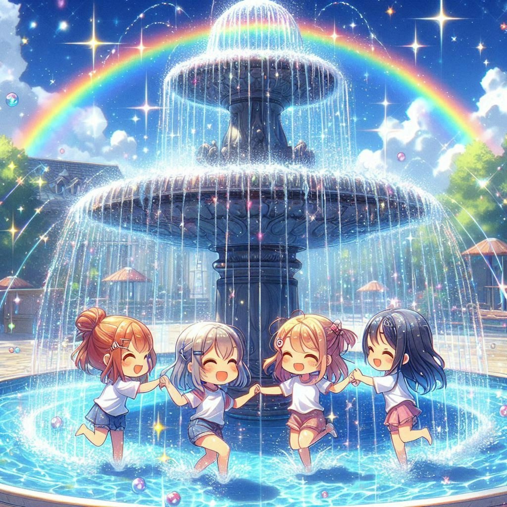 きらきら噴水遊び