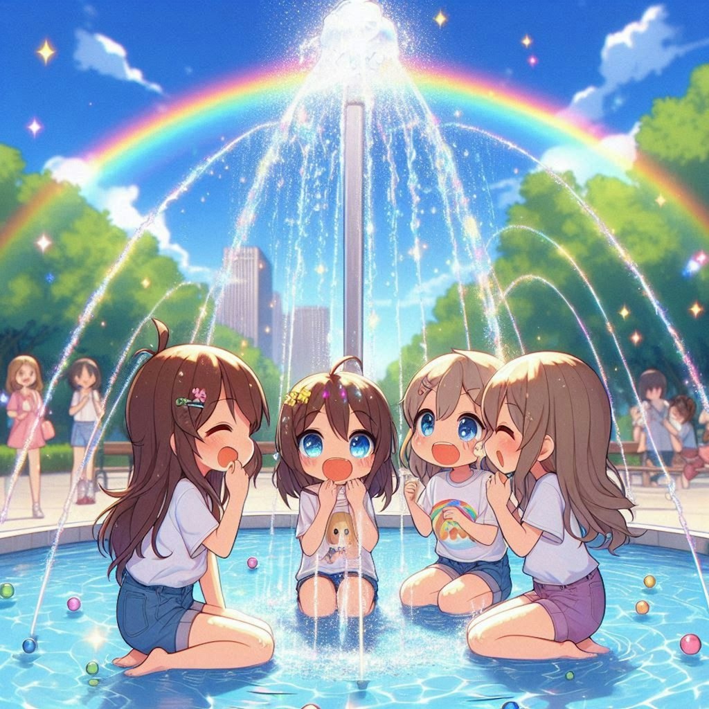 きらきら噴水遊び