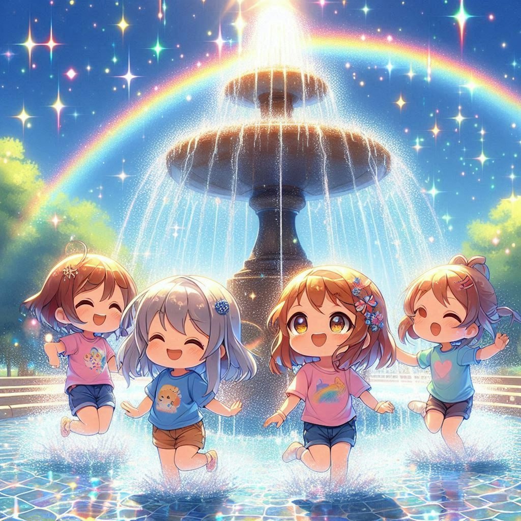 きらきら噴水遊び