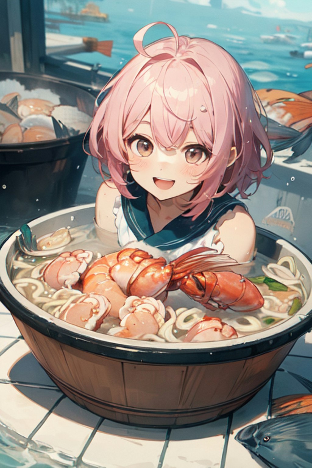 美少女海鮮麺、めしあがれ🎵😉