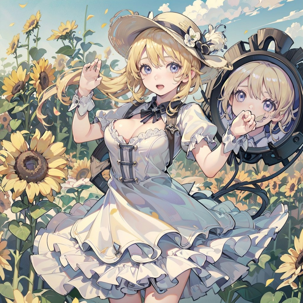 ひまわり畑，field of sunflowers