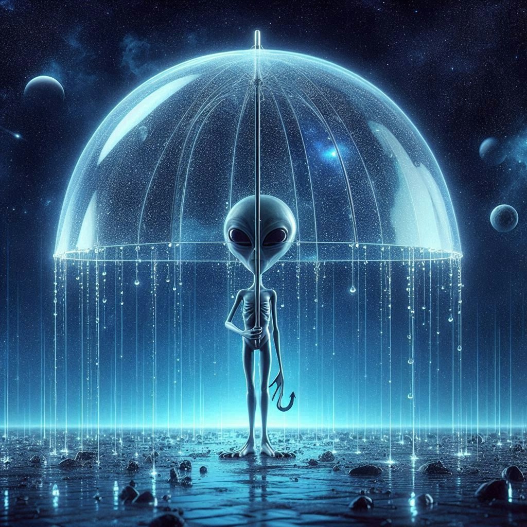宇宙人と無色透明のビニール傘