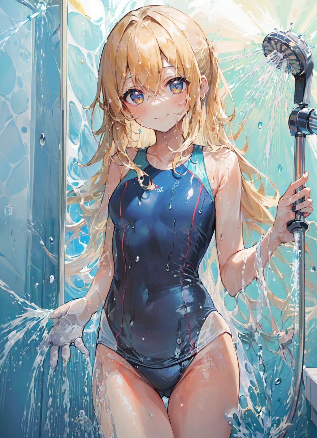 シャワー水泳少女