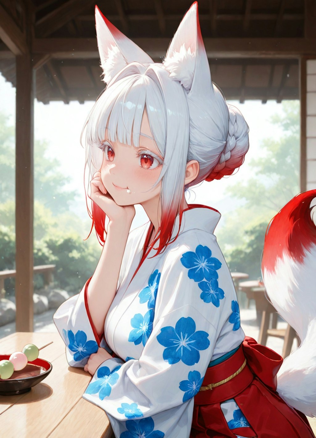 縁側でお団子♪