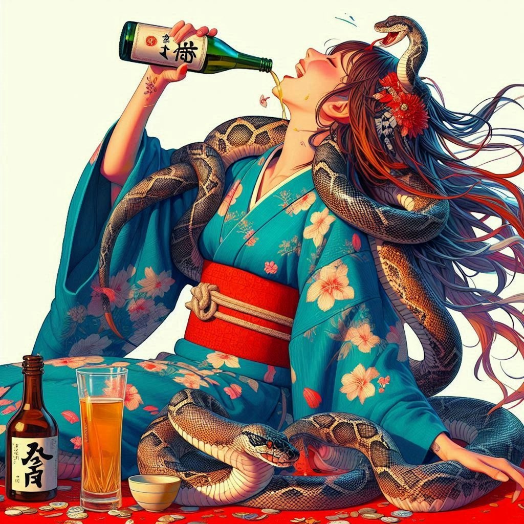 🐍｢ちょ、ちょ飲み過ぎてトグロ巻き始めた💦｣