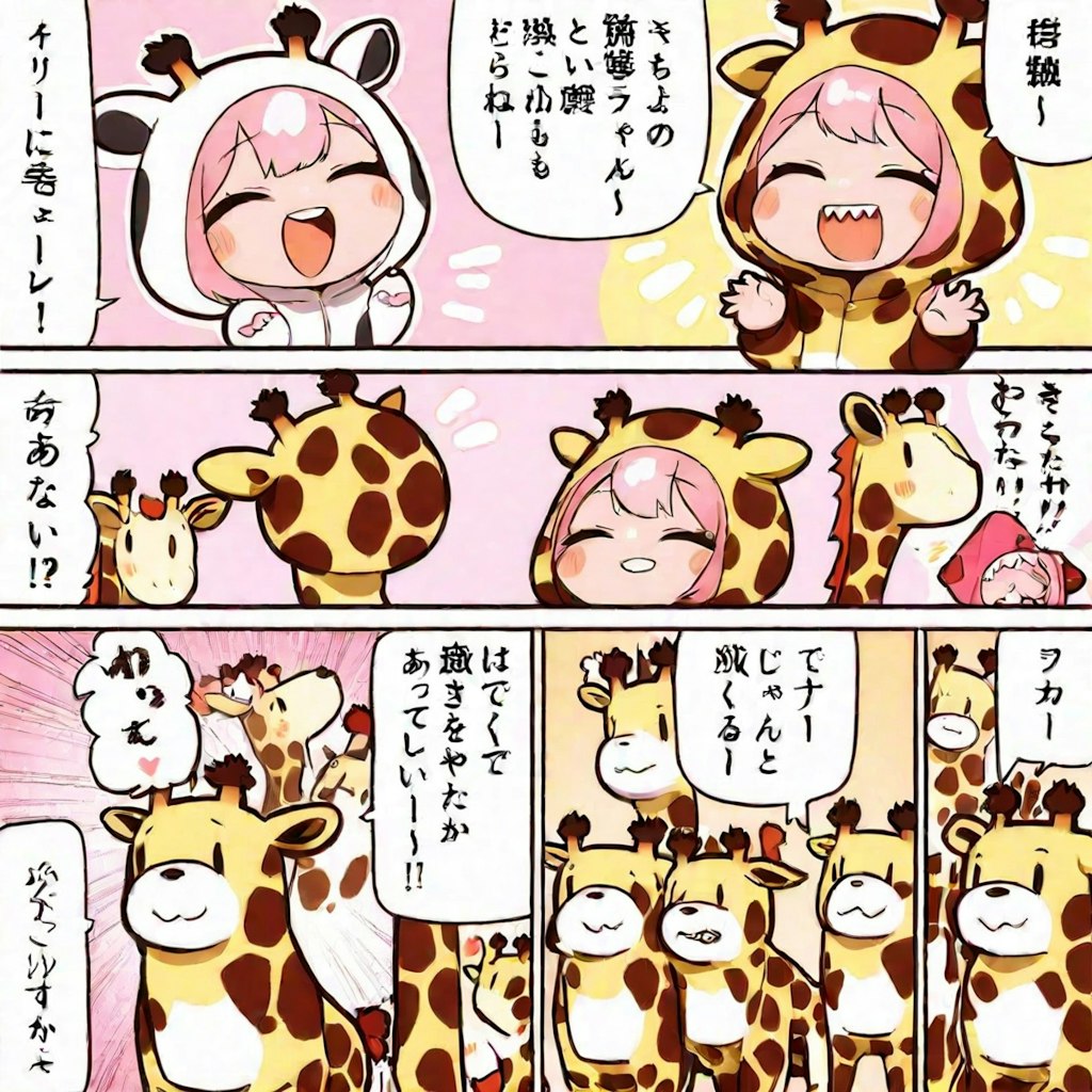 漫画のキリン着ぐるみちび子ちゃん