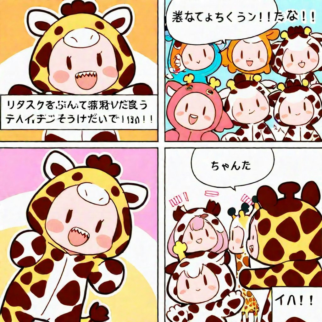 漫画のキリン着ぐるみちび子ちゃん