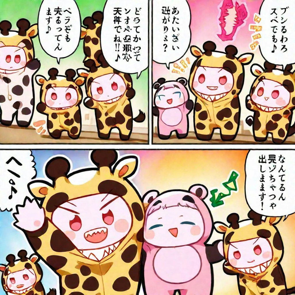 漫画のキリン着ぐるみちび子ちゃん