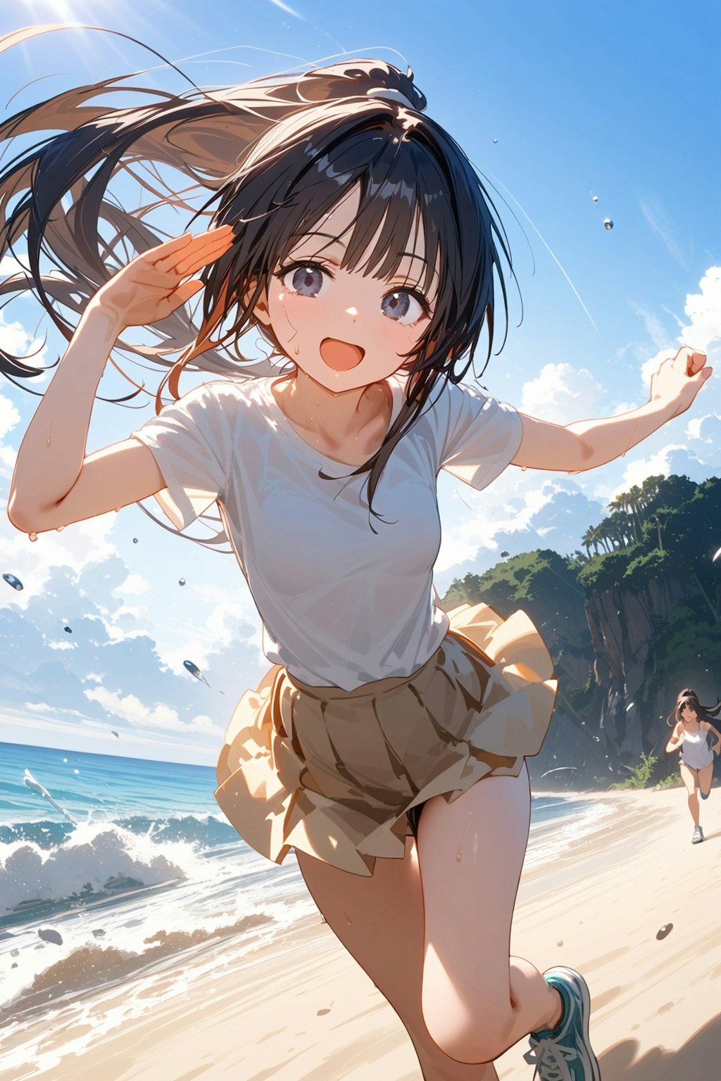 砂浜を走る少女3