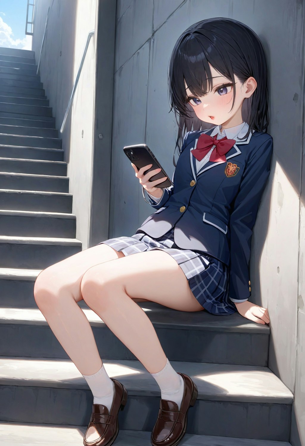 スマホを見る少女