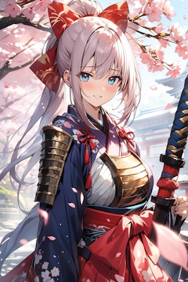 和服美女の剣士と千本桜②