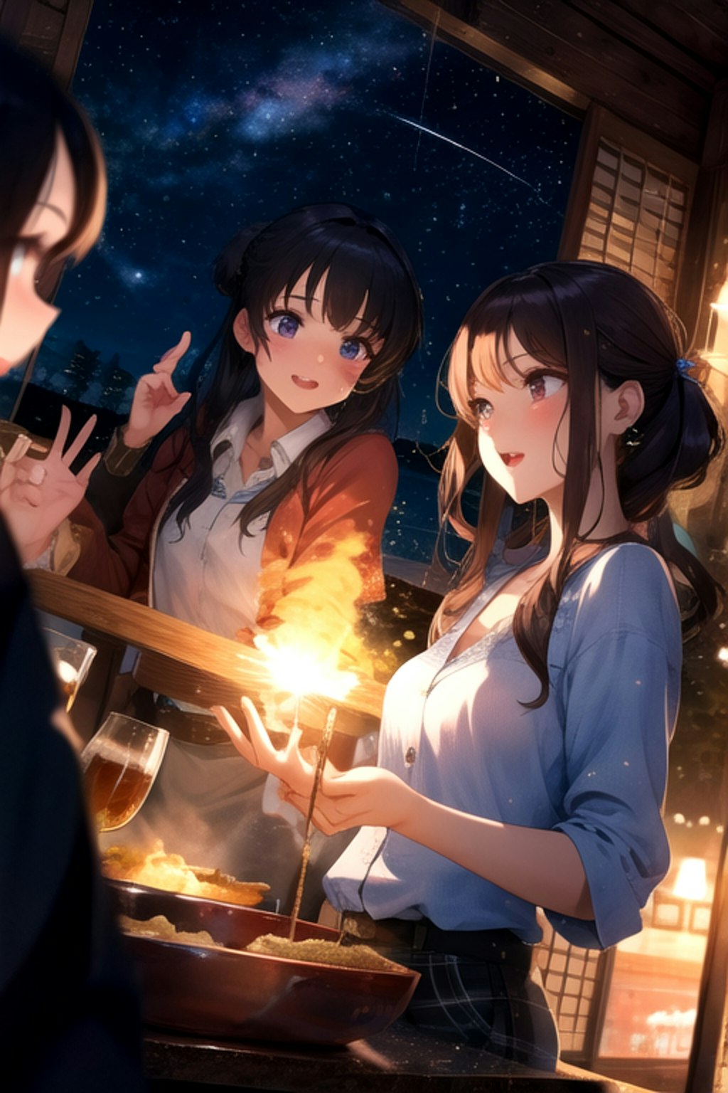 夜空と女子高校生と