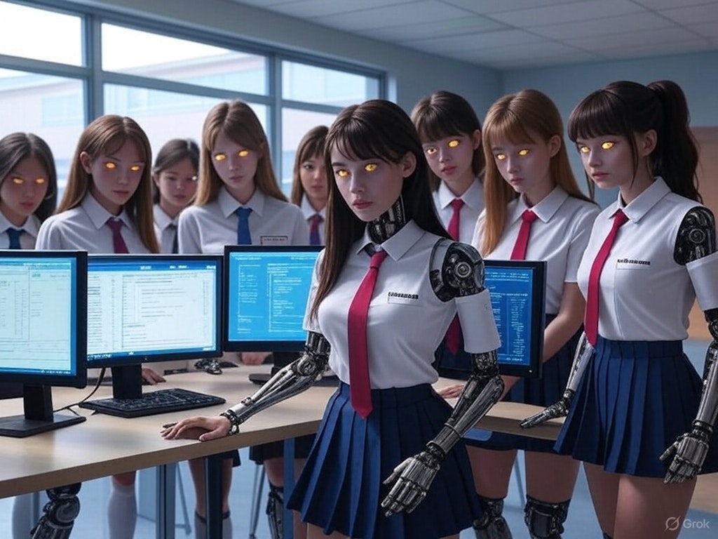 会議をするメカ娘たち