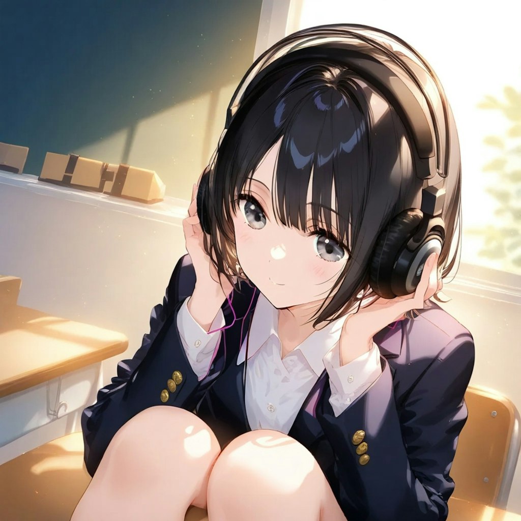 ヘッドフォンの女の子