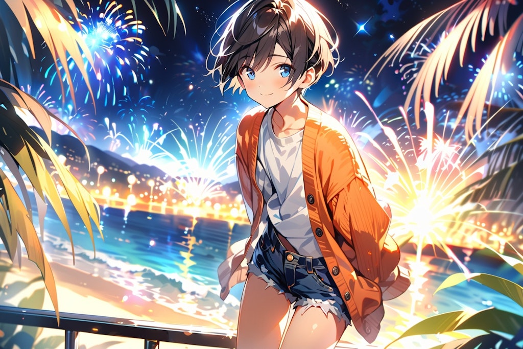 A fireworks festival held at sea