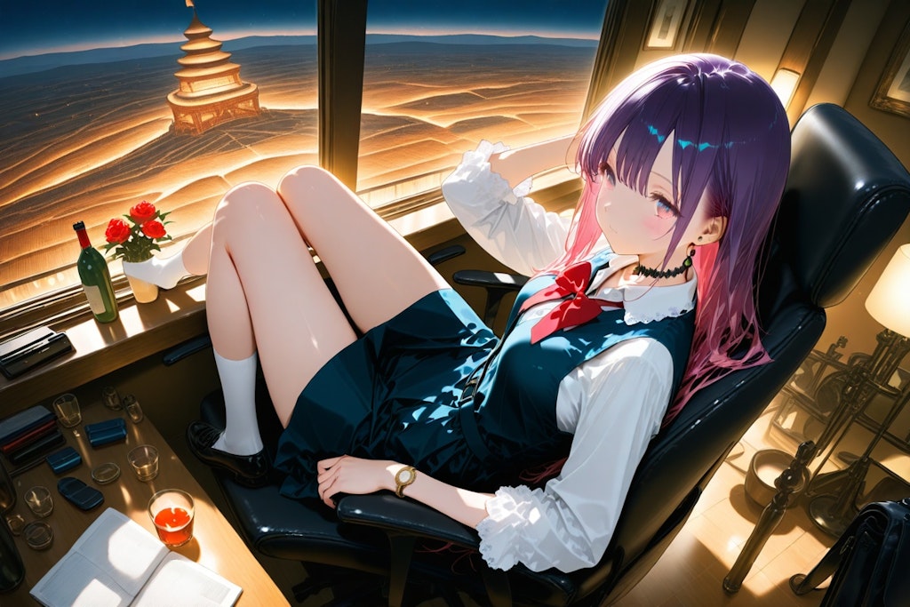 これ満願全席や断じてない。高そうなホテルの一室にいる女の子や