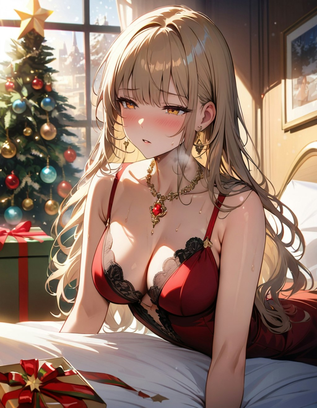 クリスマスのベッドルーム