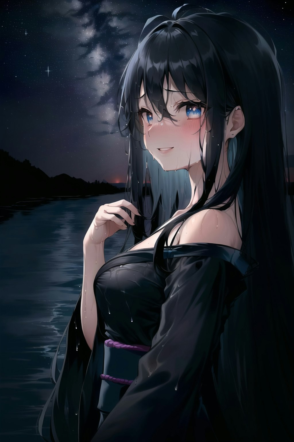 真夏の夜の海