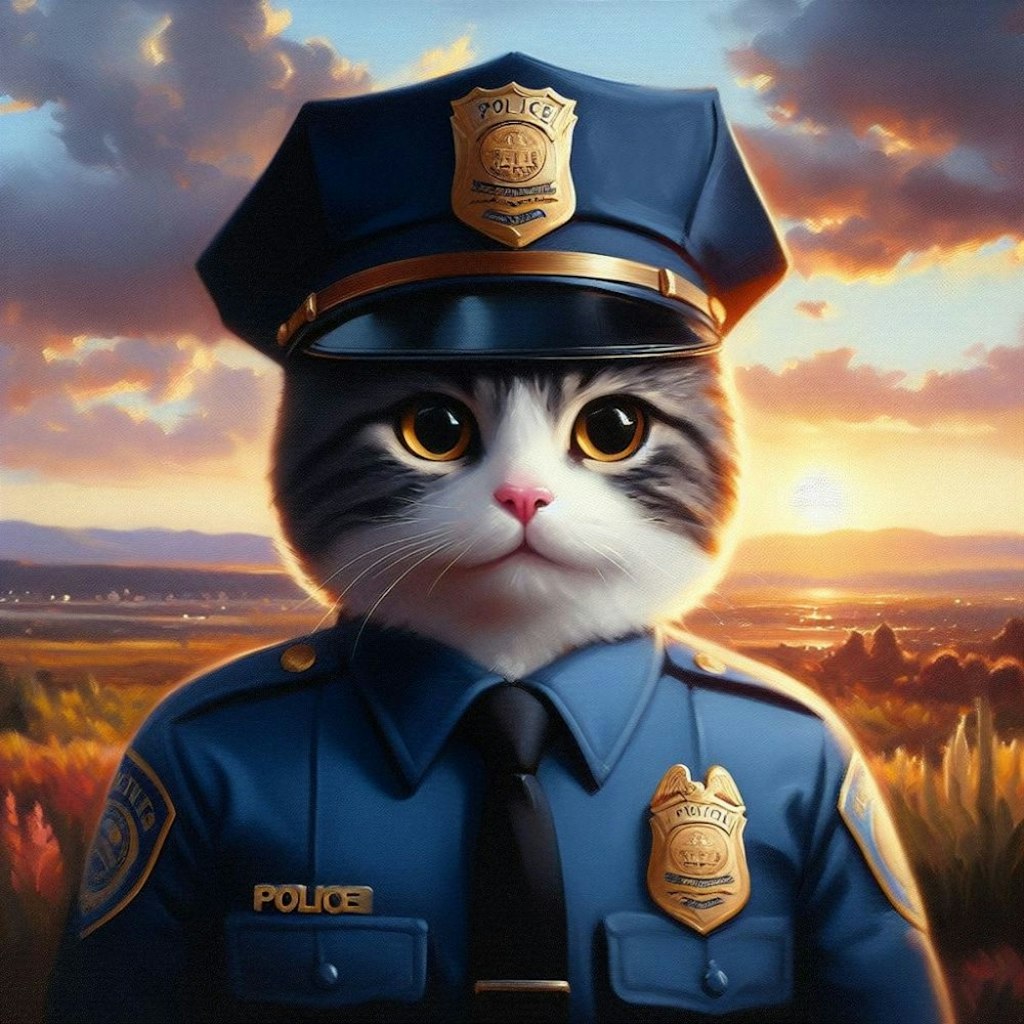 アクリル風 #Vネック 警察猫