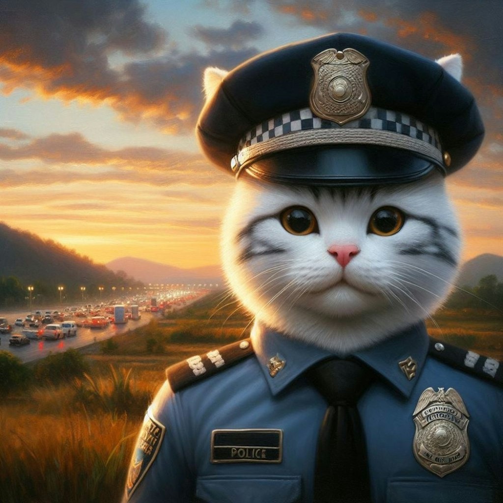 アクリル風 #Vネック 警察猫