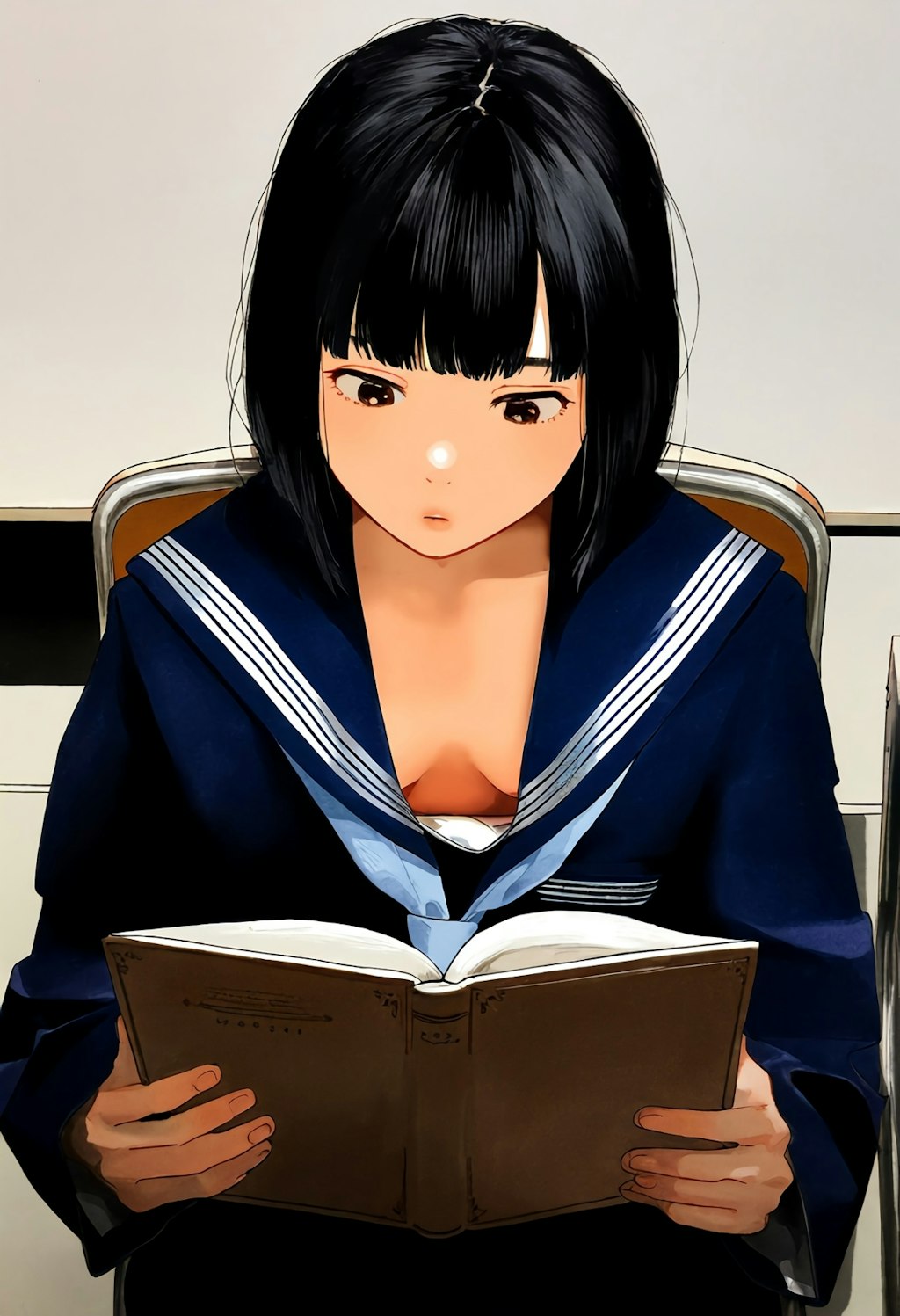 図書室で見た同級生の胸チラ