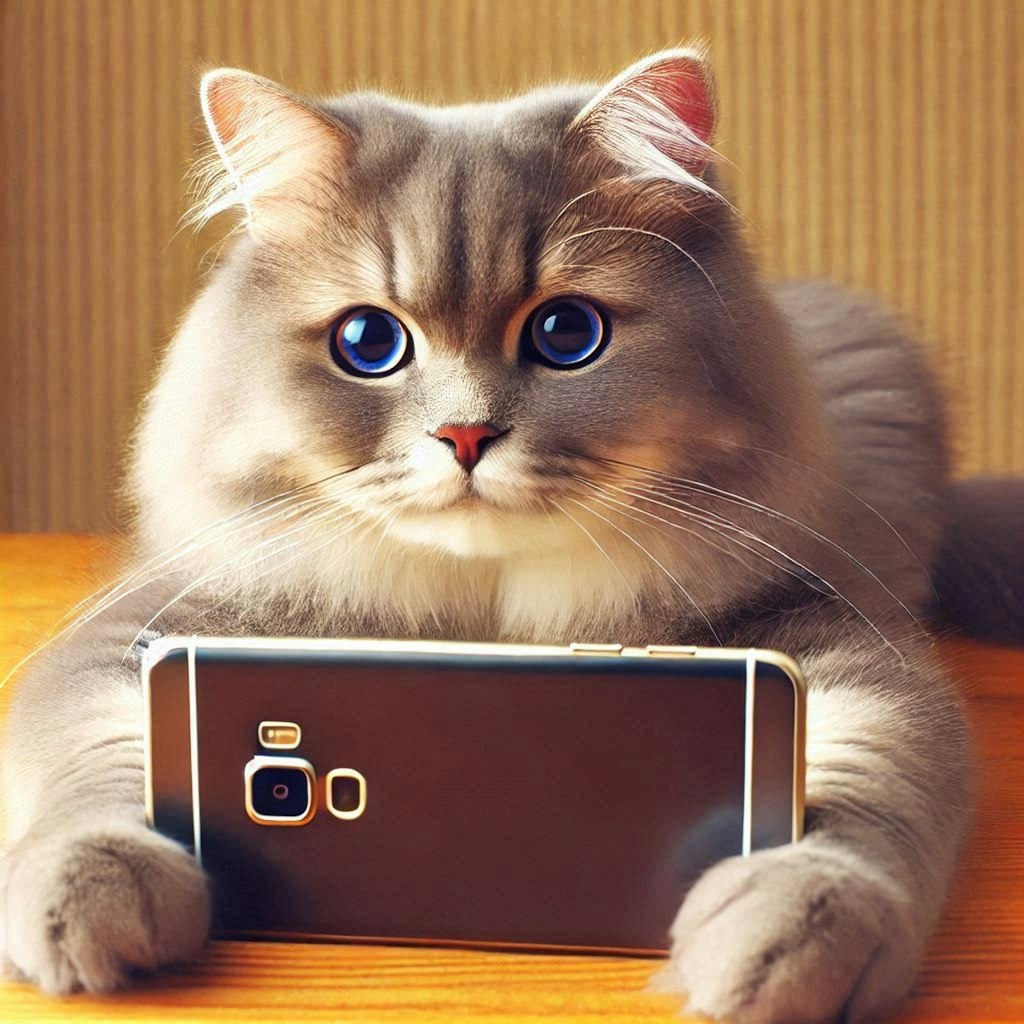 スマホを使う猫