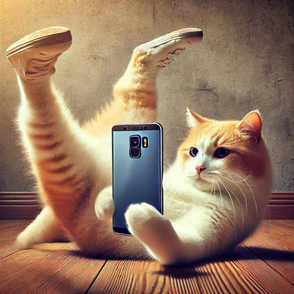 スマホを使う猫