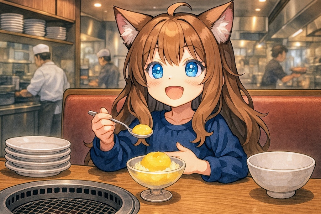 高級焼肉の小さな女の子