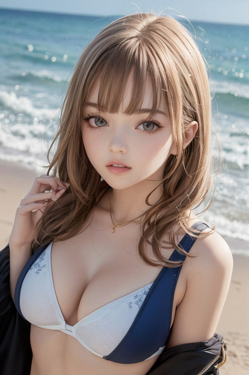 かわいい水着の少女　やっぱ夏は海！