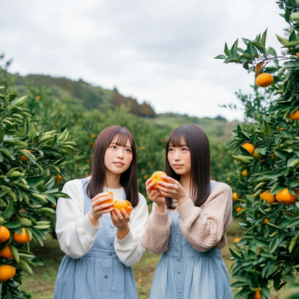 みかん畑で食べさせて