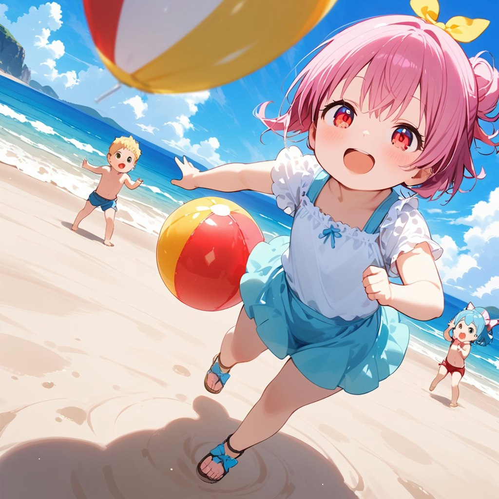 海とちびっこ達。