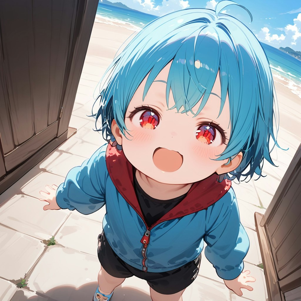 海とちびっこ達。