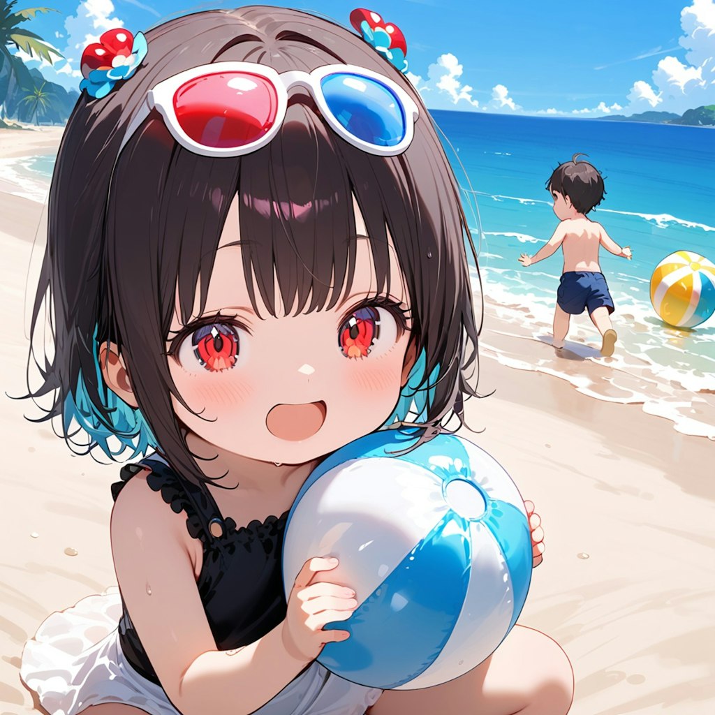 海とちびっこ達。
