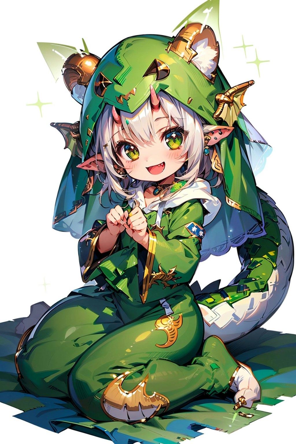 新年明けましてドラゴン着ぐるみ女の子