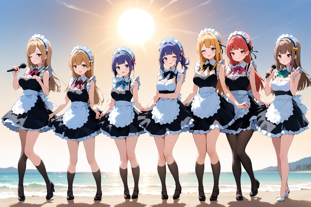 maid girls at morning concert beach, and then・・・