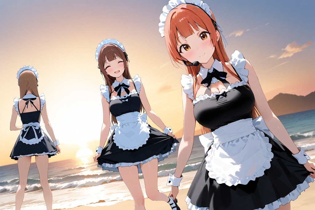 maid girls at morning concert beach, and then・・・