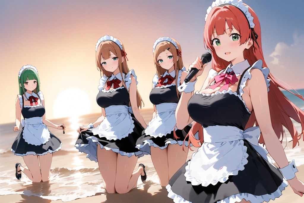 maid girls at morning concert beach, and then・・・