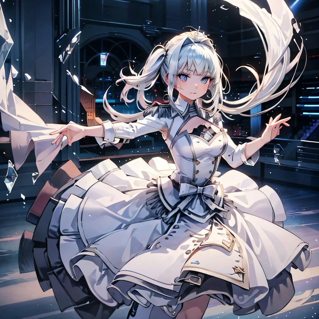 白髪ロングで演劇の少女２