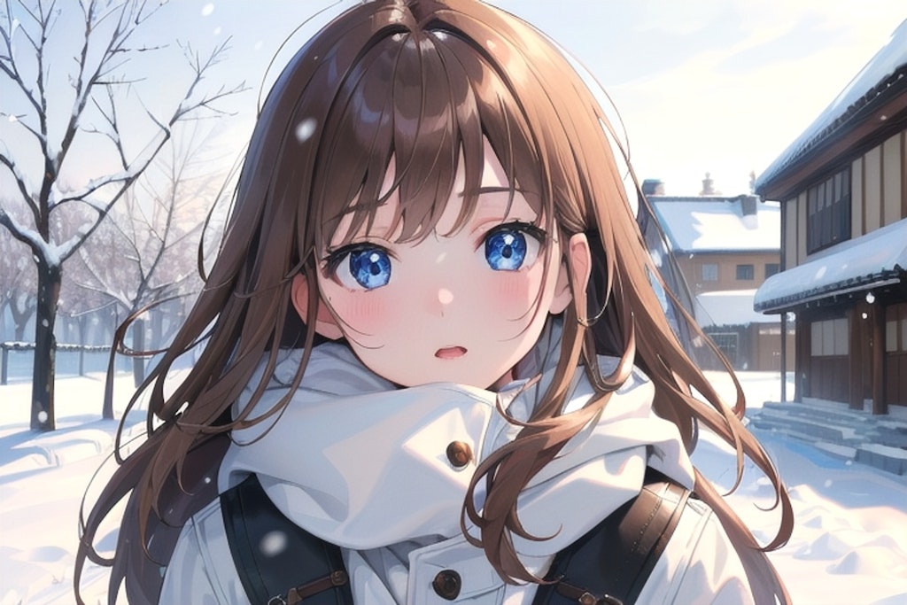 雪景色の中の少女