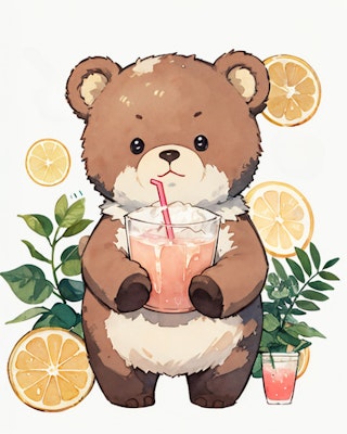 ジュースを飲むクマ