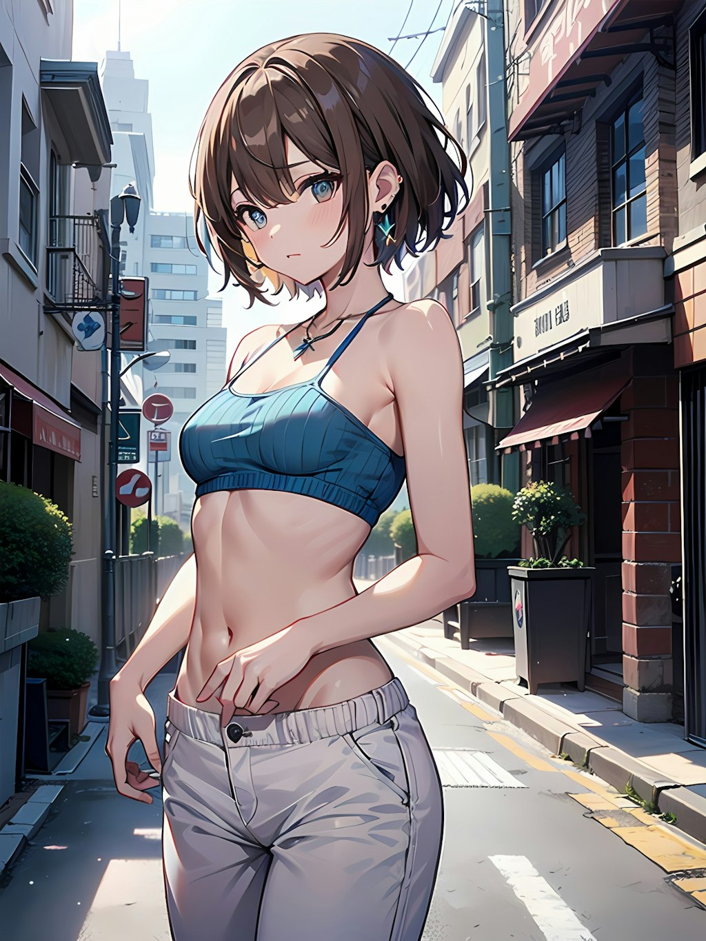 路上の貧乳少女