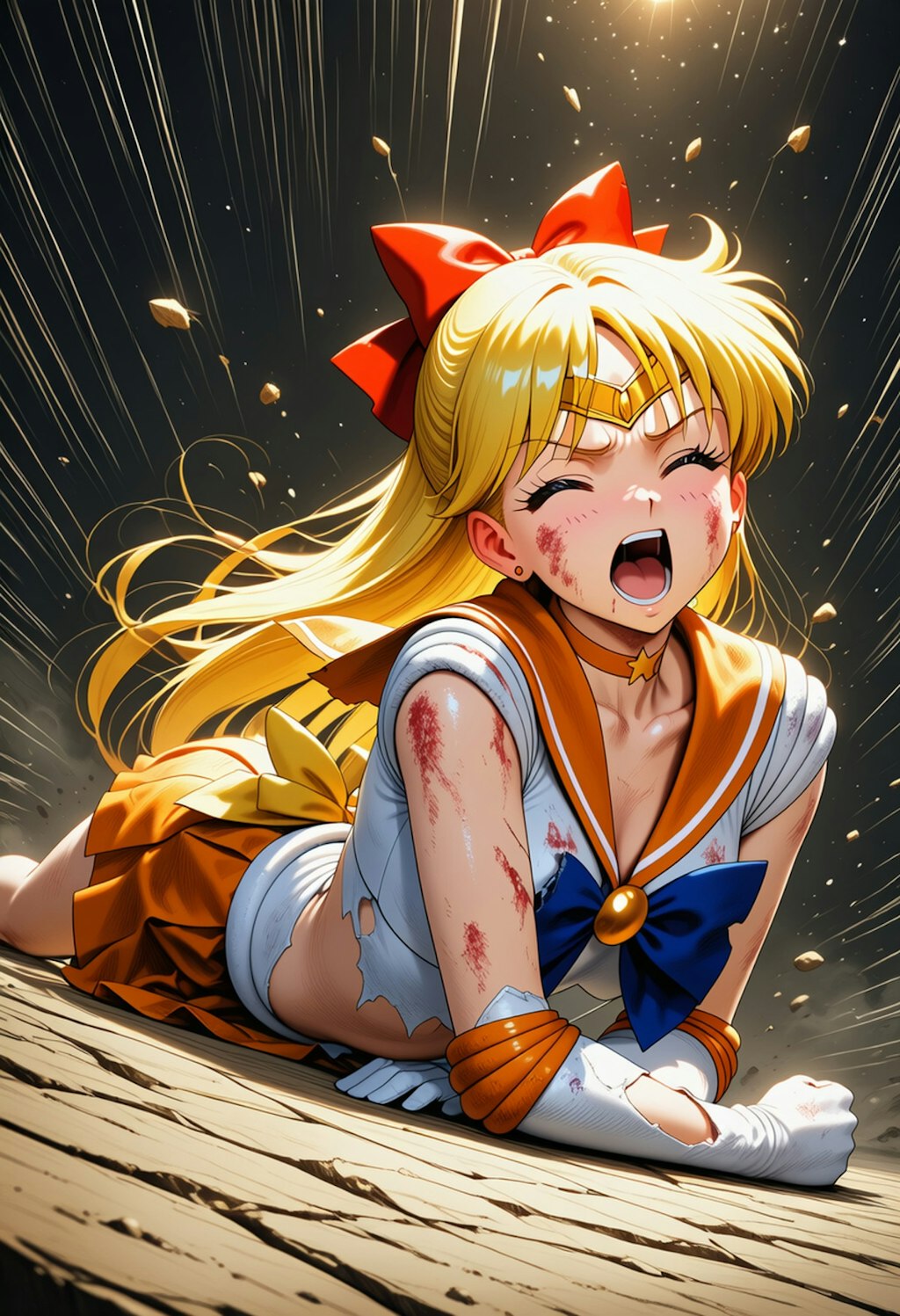 追撃に仰け反る