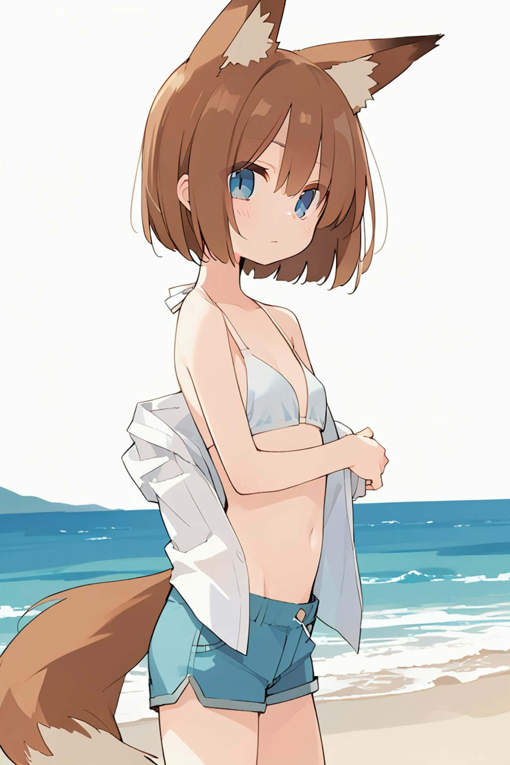 浜辺の狐娘さん